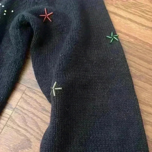 Vintage Christmas Beaded Sequin Sweater Cardigan Size Medium Ugly Christmas - Picture 6 of 15